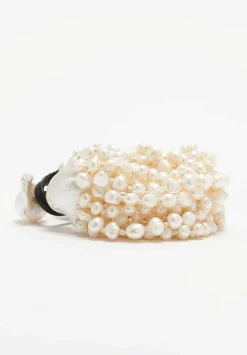 Monies 16 Strand Baroque, Freshwater Pearl And Leather Bracelet