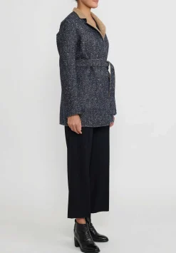 Nanna Pause Baby Alpaca & Wool Reversible Aaron Coat In Blue & Camel Brown