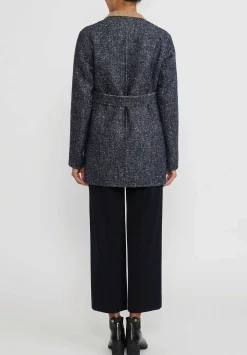 Nanna Pause Baby Alpaca & Wool Reversible Aaron Coat In Blue & Camel Brown