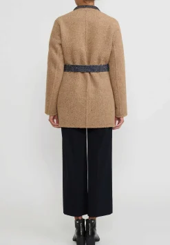 Nanna Pause Baby Alpaca & Wool Reversible Aaron Coat In Blue & Camel Brown