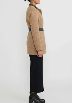 Nanna Pause Baby Alpaca & Wool Reversible Aaron Coat In Blue & Camel Brown