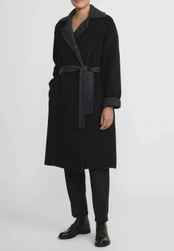 Nanna Pause Baby Alpaca And Virgin Wool Dave Wrap Coat In Blue Mini Check