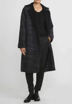 Nanna Pause Baby Alpaca And Virgin Wool Dave Wrap Coat In Blue Mini Check