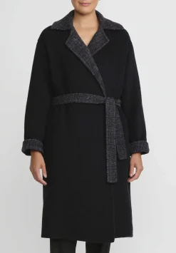 Nanna Pause Baby Alpaca And Virgin Wool Dave Wrap Coat In Blue Mini Check