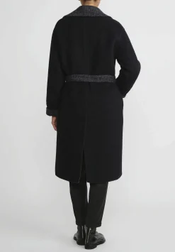 Nanna Pause Baby Alpaca And Virgin Wool Dave Wrap Coat In Blue Mini Check