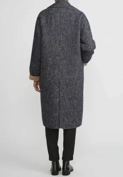Nanna Pause Baby Alpaca And Virgin Wool Dorian Bis Coat In Camel Brown & Blue