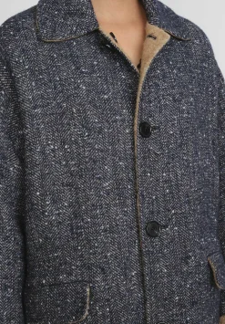 Nanna Pause Baby Alpaca And Virgin Wool Dorian Bis Coat In Camel Brown & Blue