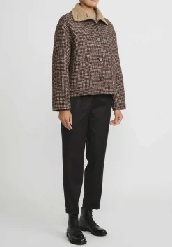 Nanna Pause Baby Alpaca And Virgin Wool Enid Jacket In Camel Brown Houndstooth
