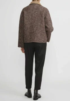 Nanna Pause Baby Alpaca And Virgin Wool Enid Jacket In Camel Brown Houndstooth