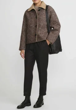 Nanna Pause Baby Alpaca And Virgin Wool Enid Jacket In Camel Brown Houndstooth
