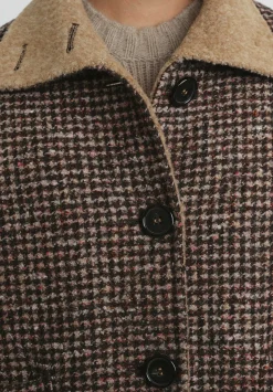 Nanna Pause Baby Alpaca And Virgin Wool Enid Jacket In Camel Brown Houndstooth