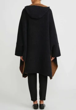 Nanna Pause Baby Alpaca Oversized Reversible Himliko Coat In Navy Blu & Alpaca Brown