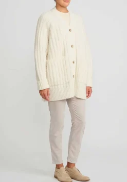 Lauren Manoogian Baby Alpaca Ribbed Saddle Cardigan In Raw White