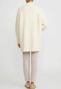 Lauren Manoogian Baby Alpaca Ribbed Saddle Cardigan In Raw White
