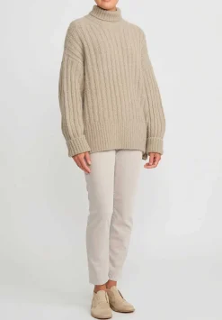 Lauren Manoogian Baby Alpaca Ribbed Turtleneck In Stoneware Natural
