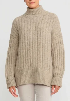 Lauren Manoogian Baby Alpaca Ribbed Turtleneck In Stoneware Natural