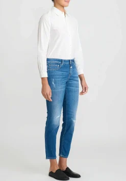 Closed Baker Mid-Rise Distressed Jeans In Mid Blue