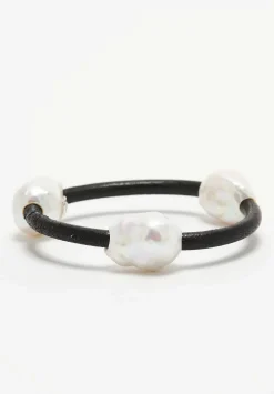 Monies Baroque Pearl And Leather Bangle Bracelet Iv