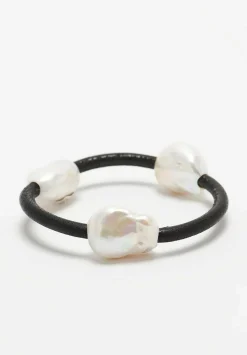 Monies Baroque Pearl And Leather Bangle Bracelet I
