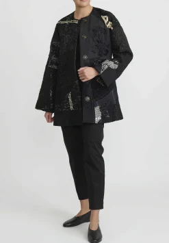 By Walid Beaded And Embroidered Silk Victorian Jackie Jacket In Black And White