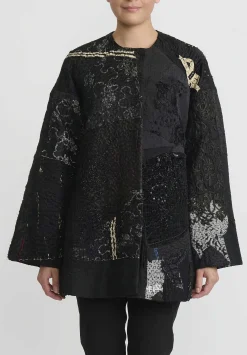 By Walid Beaded And Embroidered Silk Victorian Jackie Jacket In Black And White