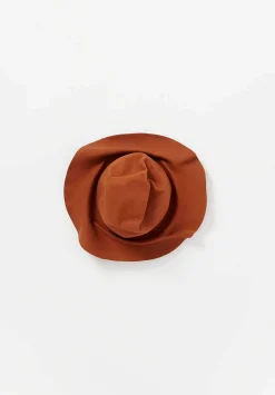 Horisaki Design & Handel Beaver Fur Felt Wrinkled Hat With Earflaps In Rust Orange