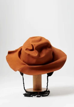 Horisaki Design & Handel Beaver Fur Felt Wrinkled Hat With Earflaps In Rust Orange