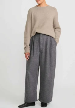 Lauren Manoogian Brushed Baby Alpaca And Merino Wool Pants In Charcoal Grey