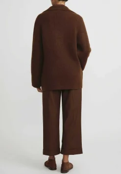 Boboutic Cashmere & Silk Knit Jacket In Tobacco Brown