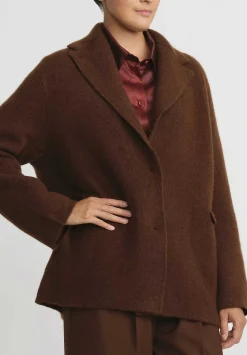 Boboutic Cashmere & Silk Knit Jacket In Tobacco Brown