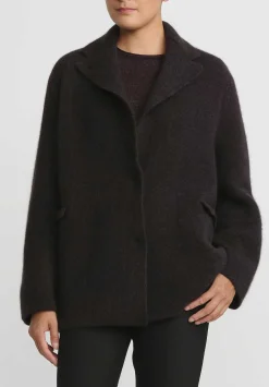Boboutic Cashmere & Silk Knit Jacket In Ebano Brown