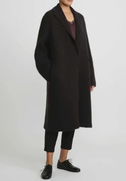Boboutic Cashmere & Silk Long Coat In Dark Brown