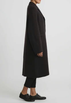 Boboutic Cashmere & Silk Long Coat In Dark Brown