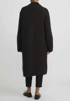 Boboutic Cashmere & Silk Long Coat In Dark Brown