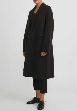 Boboutic Cashmere & Silk Long Coat In Dark Brown