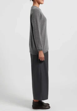 Kaval Cashmere And Sable Crewneck Sweater In Grey