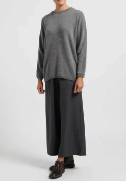 Kaval Cashmere And Sable Crewneck Sweater In Grey