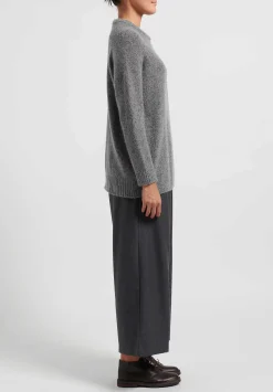 Kaval Cashmere And Sable Loose Knit Sweater In Grey Tweed