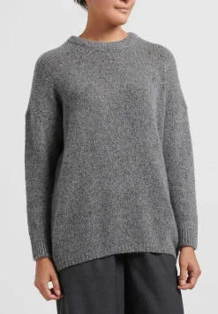 Kaval Cashmere And Sable Loose Knit Sweater In Grey Tweed