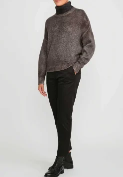 Avant Toi Cashmere And Silk Brushed Turtleneck Sweater In Nero Mushroom Grey