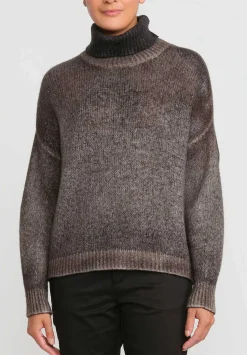 Avant Toi Cashmere And Silk Brushed Turtleneck Sweater In Nero Mushroom Grey
