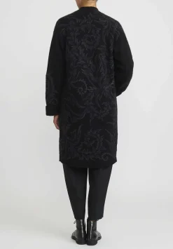 Lainey Keogh Cashmere And Silk Embroidered Cocoon Coat In Black