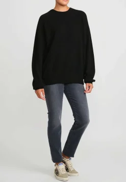 Frenckenberger Cashmere Boyfriend Round Neck Sweater In Black