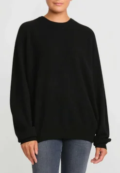 Frenckenberger Cashmere Boyfriend Round Neck Sweater In Black
