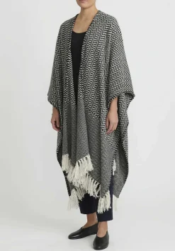 Alonpi Cashmere ''Canaria'' Cape In Black & White