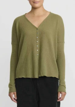 Album di Famiglia Cashmere Cardigan In Olive Green