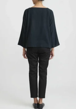 Daniela Gregis Cashmere Checkered ''Quadrato'' Top In Pino/Blue