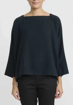 Daniela Gregis Cashmere Checkered ''Quadrato'' Top In Pino/Blue