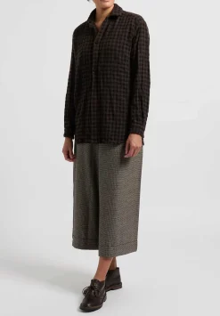 Daniela Gregis Cashmere Checkered ''Uomo'' Shirt In Marrone Brown/Black