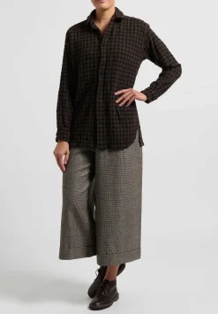 Daniela Gregis Cashmere Checkered ''Uomo'' Shirt In Marrone Brown/Black